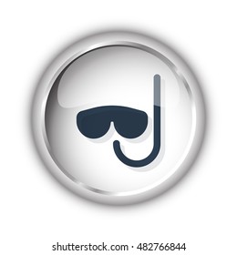Web button with black Scuba Diving icon on white background
