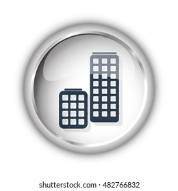 Web button with black Skyscrapers icon on white background
