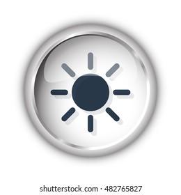 Web button with black Sun icon on white background