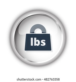Web button with black Weight Pounds icon on white background