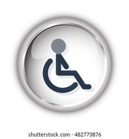 Web button with black Wheel Chair icon on white background