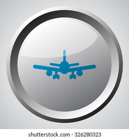 Web button with blue Airplane icon 