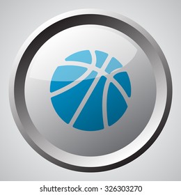 Web button with blue Basketball icon 