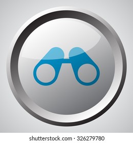 Web button with blue Binoculars icon 