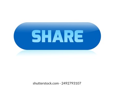 Web button in blue color with the inscription Share - Vector