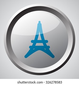 Web button with blue Eiffel Tower icon 