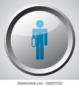Web button with blue Hand icon 