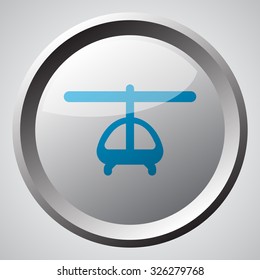 Web button with blue Helicopter icon 