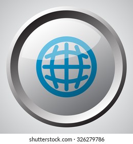 Web button with blue International icon 