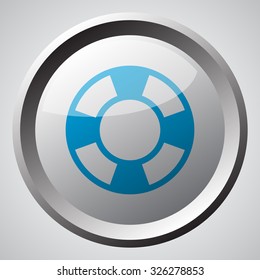 Web button with blue Life Buoy icon 