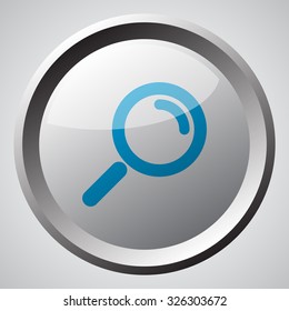 Web button with blue Magnifying Glass icon 