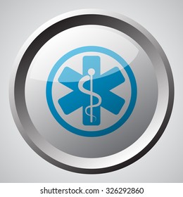 Web button with blue Medical  icon 
