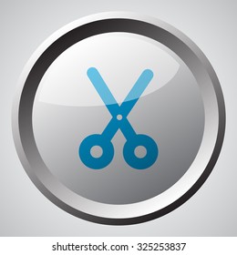 Web button with blue Scissors icon 