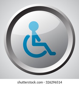 Web button with blue Wheel Chair icon 