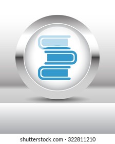 Web button with Books illustration on abstract table