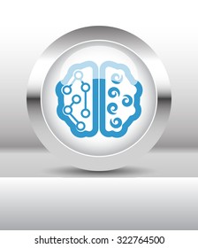 Web button with Brain illustration on abstract table