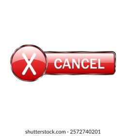 Web button cancel red on white background