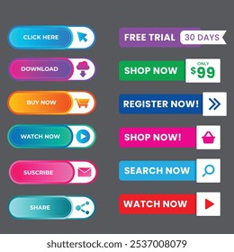 Web Button Design Color Gradient Style