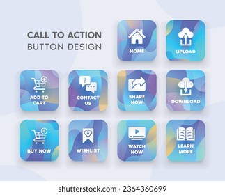 Web Button Design for CTA or Call to Action with Gradient Color and Modern Style