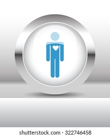 Web button with Heart illustration on abstract table
