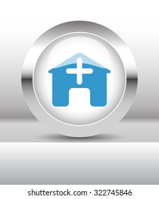 Web button with Hospital illustration on abstract table
