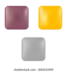 Web button icon blank set. Glossy badge vector design. Modern rectangle tag element for modern banner template. Mesh gradient graphic tool, light gray, yellow, silver