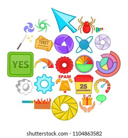 Web button icons set. Cartoon set of 25 web button vector icons for web isolated on white background