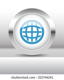Web button with International illustration on abstract table
