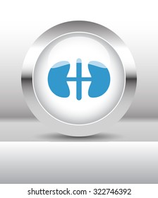 Web button with Kidneys illustration on abstract table