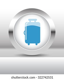Web button with Luggage illustration on abstract table