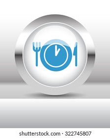Web button with Lunch Time illustration on abstract table
