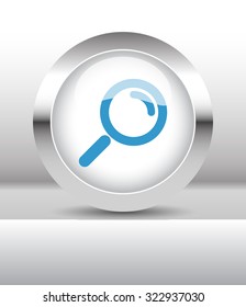 Web button with Magnifying Glass illustration on abstract table