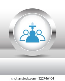 Web button with Medical Staff illustration on abstract table