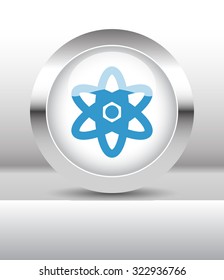 Web button with Nuclear illustration on abstract table