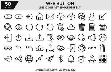 Web button outline icons set, miscellaneous collection.
