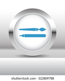 Web button with Paintbrush illustration on abstract table