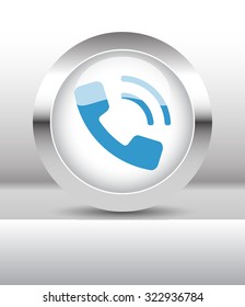 Web button with Phone illustration on abstract table