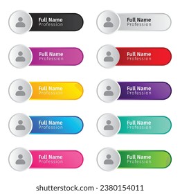 Web Button Set Person Infographic Buttons For Web Name And Profession Glossy Buttons For Web