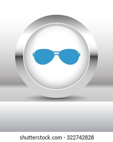 Web button with Sunglasses illustration on abstract table