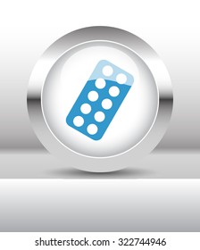 Web button with Tablet Strip illustration on abstract table
