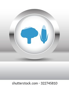 Web button with Vegetables illustration on abstract table