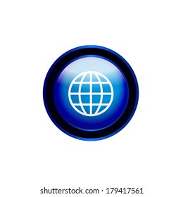 web button with world globe icon