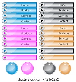 Web buttons assorted colors and shapes. Raster also available.