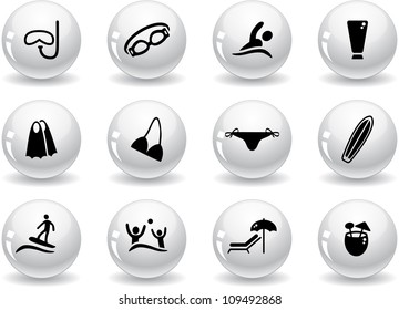 Web buttons, beach icons