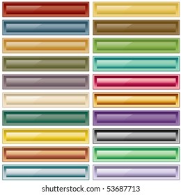 Web buttons collection of 20 scalable assorted colors. Isolated on white. Raster also available.