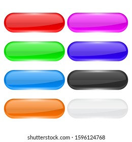 Web buttons. Colored shiny oval icons. Vector 3d illustration isolated on white background