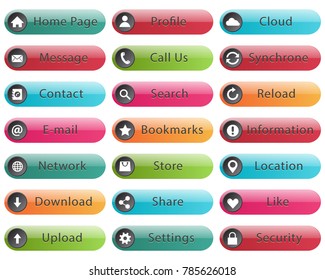Web buttons colorful flat and round