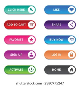web buttons colorful glossy gradient web button set