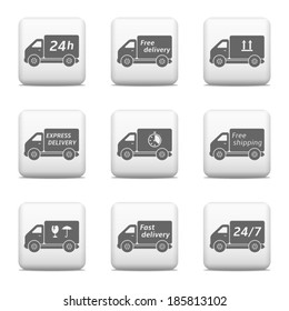 Web buttons, delivery car icons