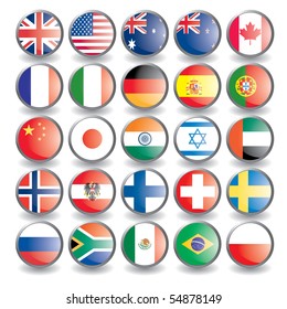 Web buttons with flags isolated on white. Name of the country as the name of the layer. Easy to change.. Vector illustration eps 10. svg